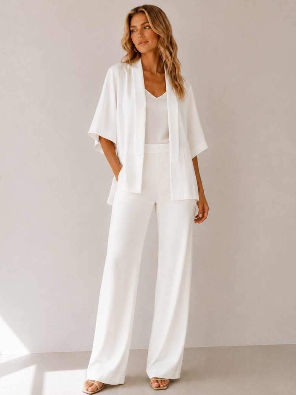 Trina Turk White Classic Career Work Blazer and Pants Set L/10 8514